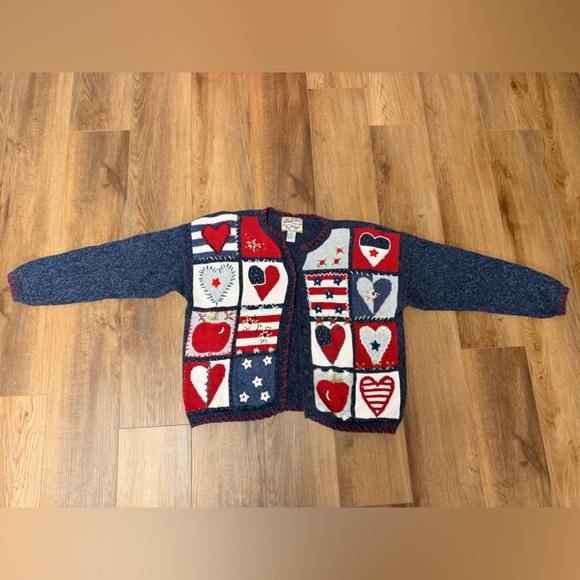 Heirloom Collectibles Sweaters - Vintage Heirloom Collectibles CottageCore Beaded Knit Sweater Cardigan Womans XL
